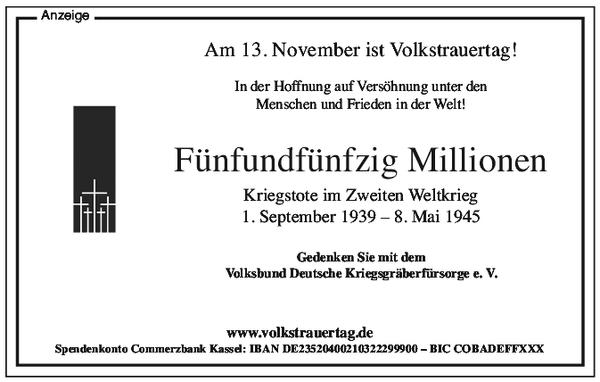Volkstrauertag Anzeige 2016