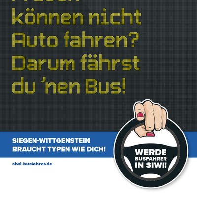 Busfahrer-Kampagne: Frauen k�nnen nicht Autofahren? Darum f�hrst Du 'nen Bus!