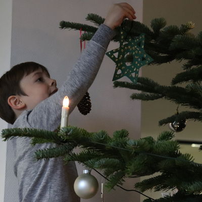 Jedes Jahr kommen Kitas aus der Region zu Besuch und schm�cken den Weihnachtsbaum im Foyer des Kreishauses.