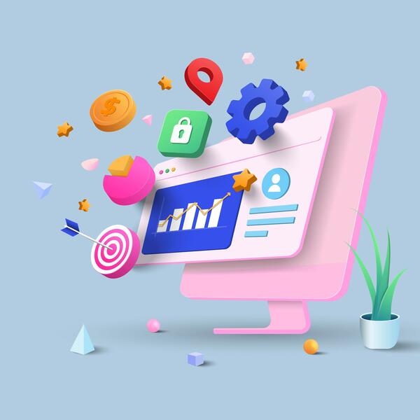 Modern 3d illustration of Seo analysis concept
